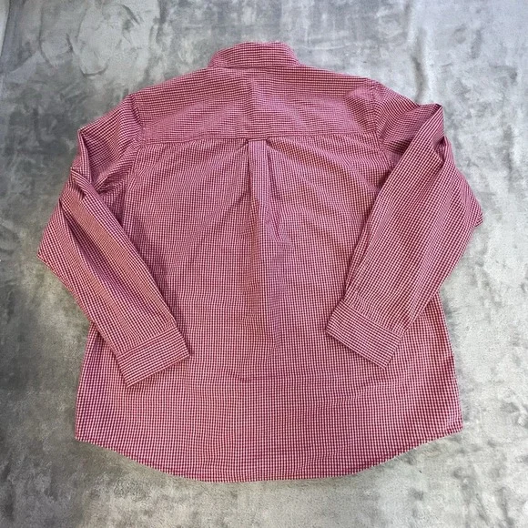 Chaps Mens Red Checkered Long Sleeve Button Down Shirt Easy Care Size XL White - Picture 2 of 6